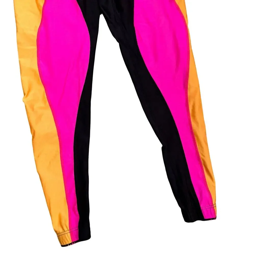 Vintage Nike Pant Pink Orange Black Athletic Work Out Blue Tag 80s Fitted